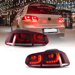 09-14 Volkswagen Golf 6th Gen Mk6 (5K) Hatchback Vland LED Tail Lights with Amber Sequential Turn Signals