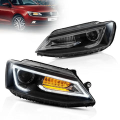 10-18 Volkswagen Jetta (A6) Vland Dual Beam Projector Headlights Black