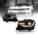 14-15 Chevrolet Camaro Vland Dual Beam Projector Headlights Black