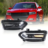 15-22 Dodge Charger 7th Generation (LD) Vland Dual Beam Projector Headlight Black