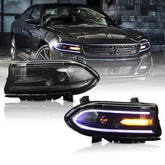 15-22 Dodge Charger 7th Generation (LD) Vland RGB Style Dual Beam Projector Headlight Black