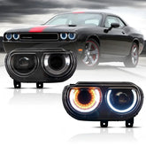 08-14 Dodge Challenger 3rd Gen Pre-Facelift Vland Dual Beam Projector Headlights Black