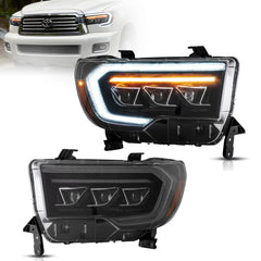 07-13 トヨタ タンドラ第 2 世代 (XK50) & 08-21 トヨタ セコイア SR5 第 2 世代 (XK60) Vland LED マトリクス プロジェクター ヘッドライト ブラック