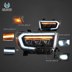 07-13 トヨタ タンドラ第 2 世代 (XK50) & 08-21 トヨタ セコイア SR5 第 2 世代 (XK60) Vland LED マトリクス プロジェクター ヘッドライト ブラック