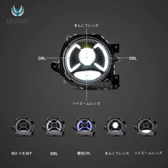 18-22 Suzuki Jimny 4th Gen(JB64W/JB74W) Vland LED Dual Beam Projector Headlight Black