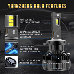 VLAND 2PCs D2S/H7/9005 LED Bulbs 6000K Fit for Headlights don't need Ballast BULBS