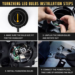 VLAND 2PCs D2S/H7/9005 LED Bulbs 6000K Fit for Headlights don't need Ballast BULBS