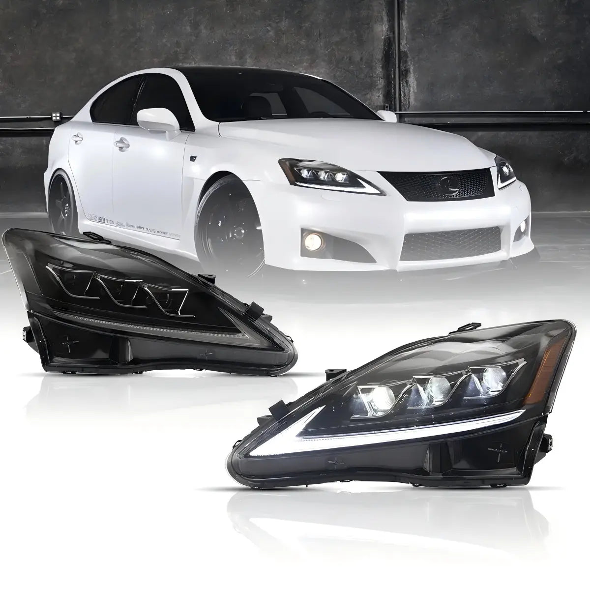 06-13 Lexus IS Sedan 09-15 IS C(ALE20) 07-14 IS F(USE20) XE20 Vland Matrix Projector Headlight Black