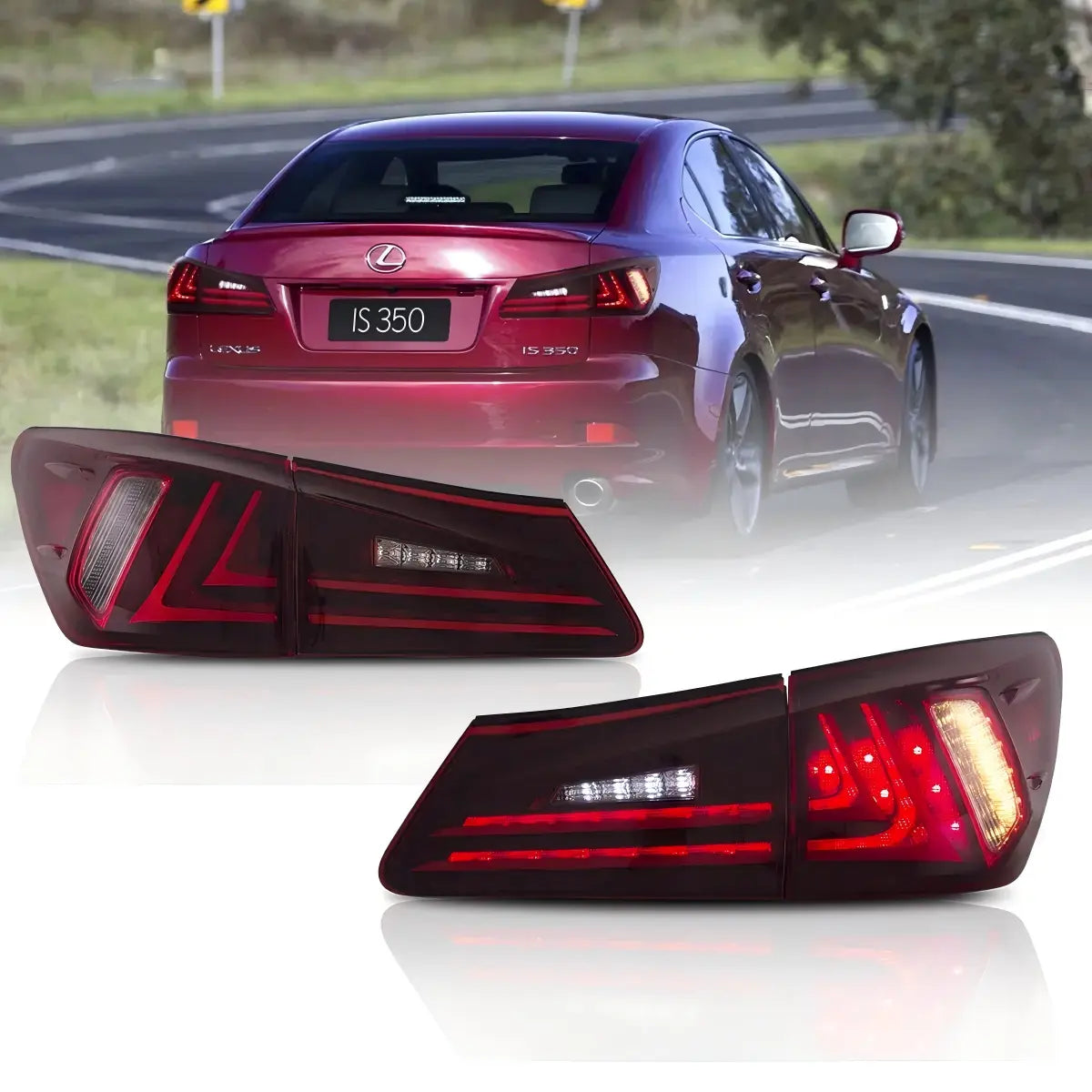 05-13 Lexus IS Series 2nd Generation (XE20) Vland LED Tail Lights with Amber Turn Signals
