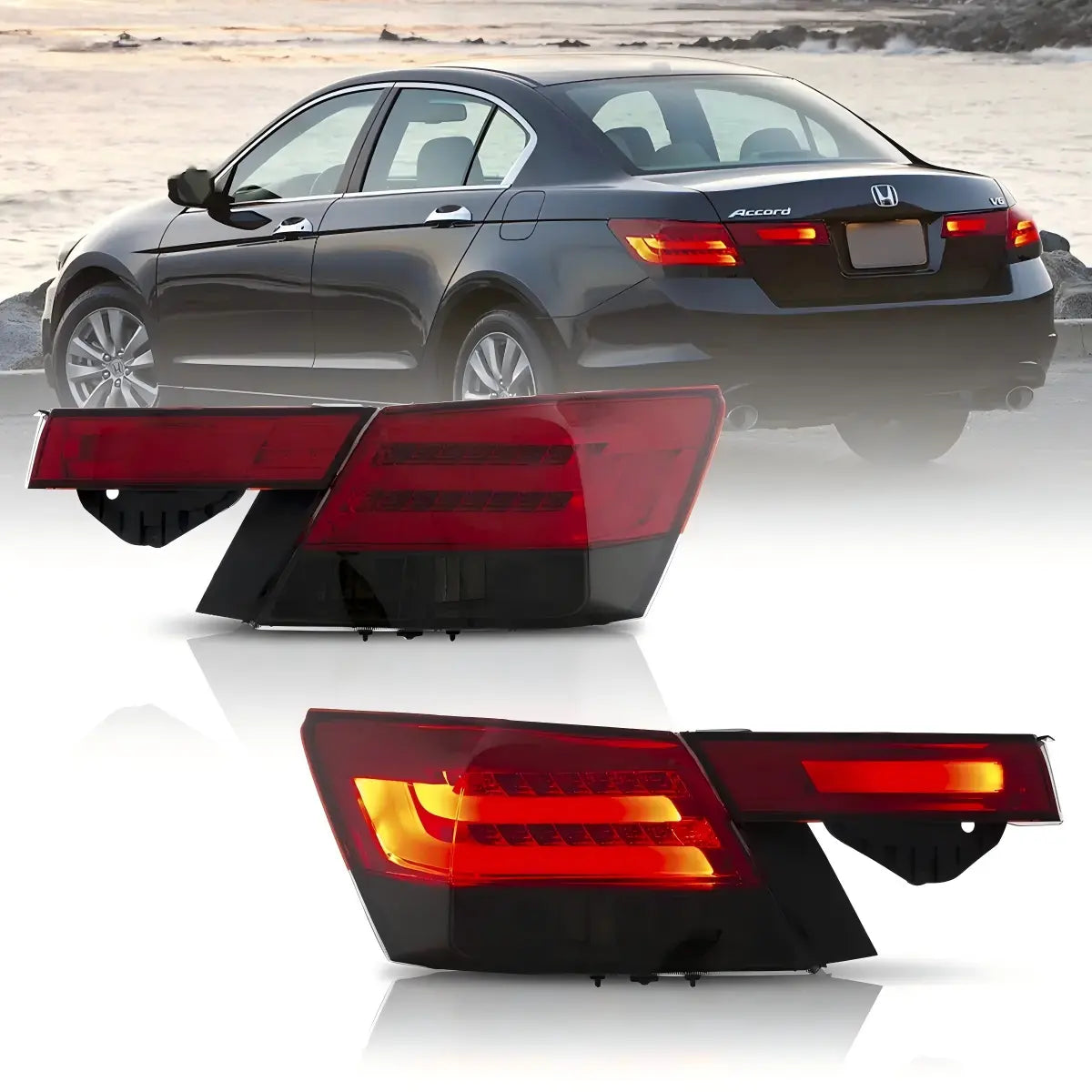 08-12 Honda Accord 8th Gen Inspire Sedan Vland LED Tail Lights with Amber Turn Signals