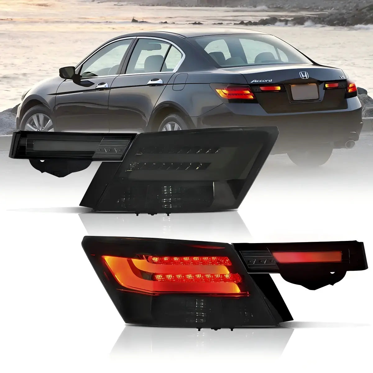 08-12 Honda Accord 8th Gen Inspire Sedan Vland LED Tail Lights with Amber Turn Signals