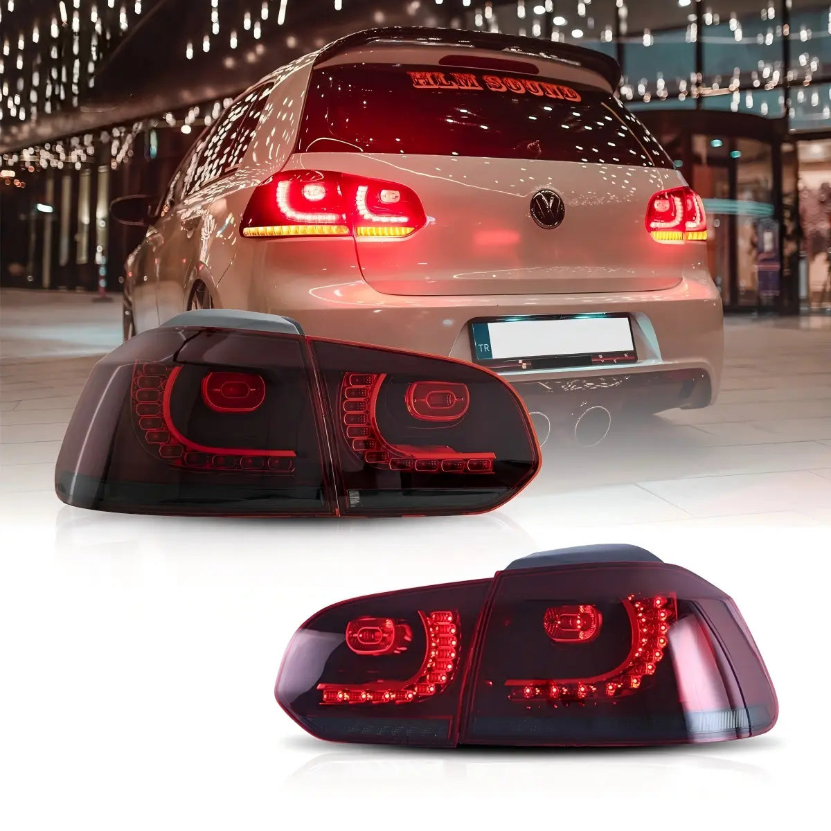 08-14 フォルクスワーゲン ゴルフ 6 世代 (5K) ハッチバック Vland LED テールランプ アンバー シーケンシャル ウインカー付