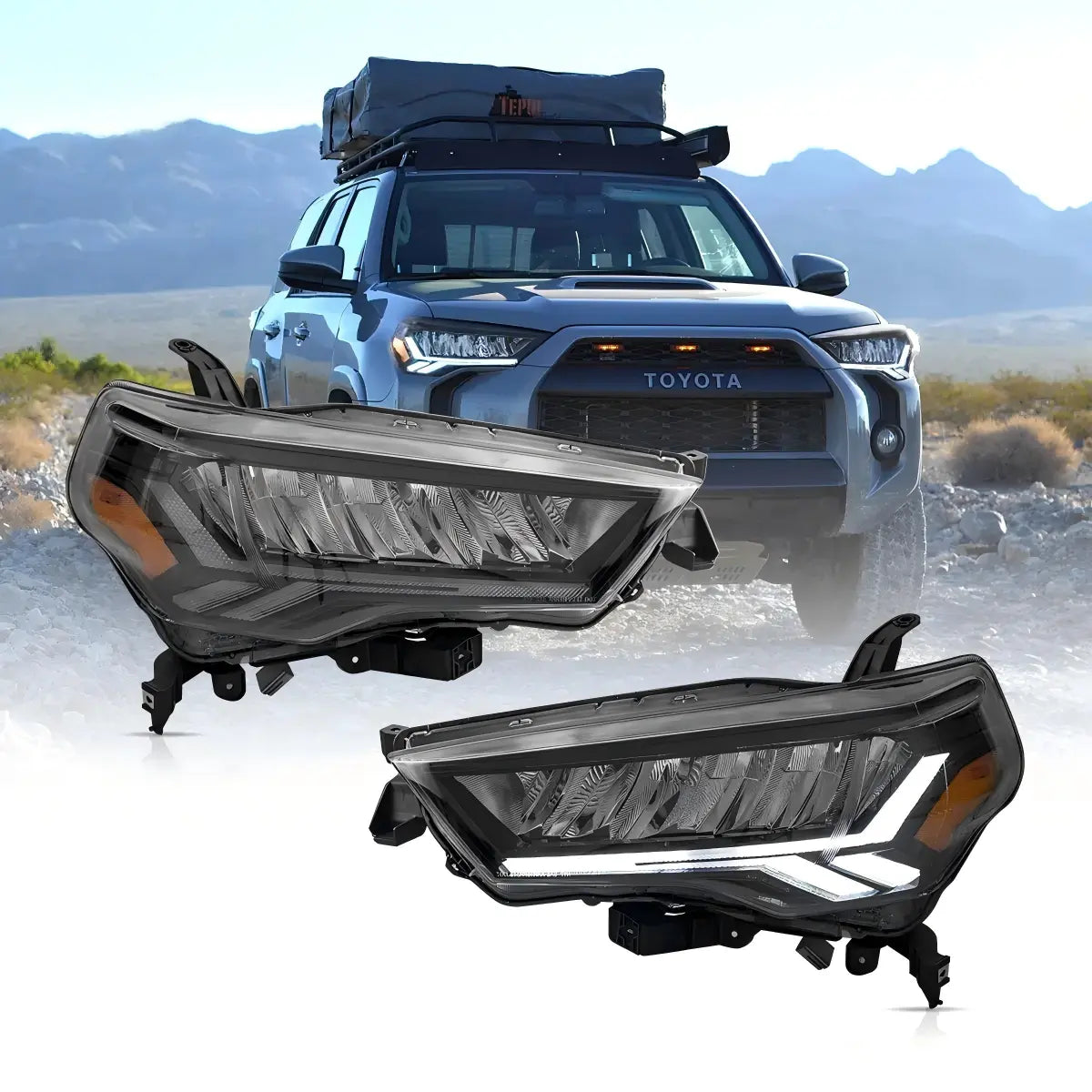 14-23 Toyota 4Runner 5th Gen (N280) Vland LED Reflection Bowl Headlight Chrome