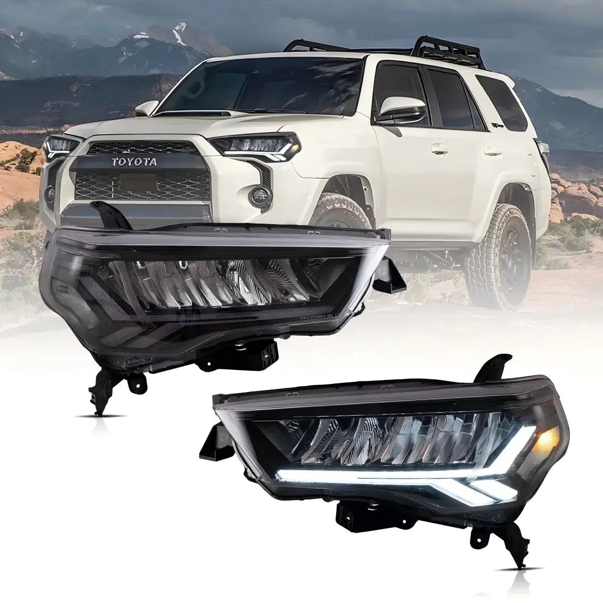 14-23 Toyota 4Runner 5th Gen (N280) Vland LED Reflection Bowl Headlight Chrome