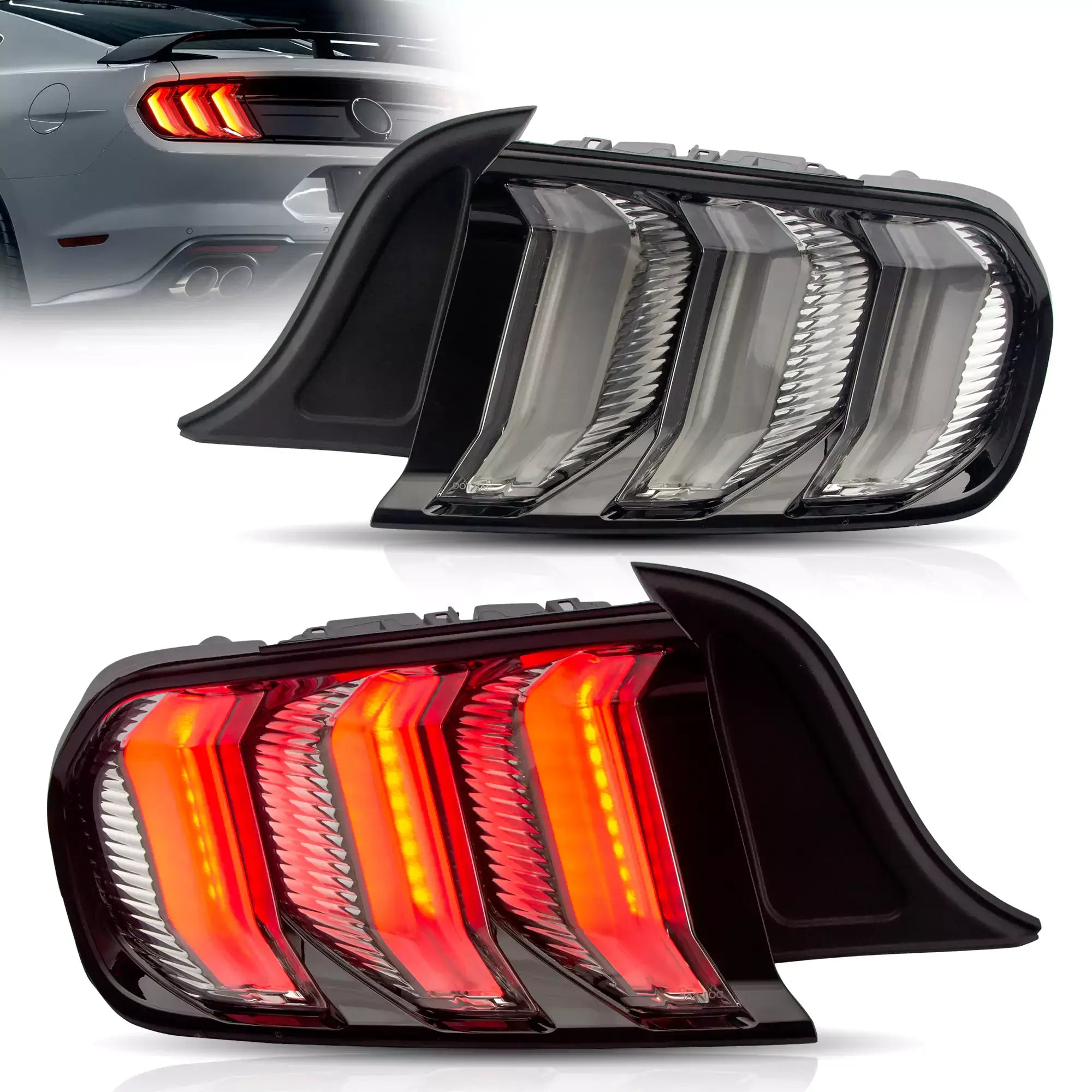 VLAND 2015-2023年 フォード マスタング S550 LEDテールライト 5パターン点灯 ウインカー機能付き Eマーク取得済み