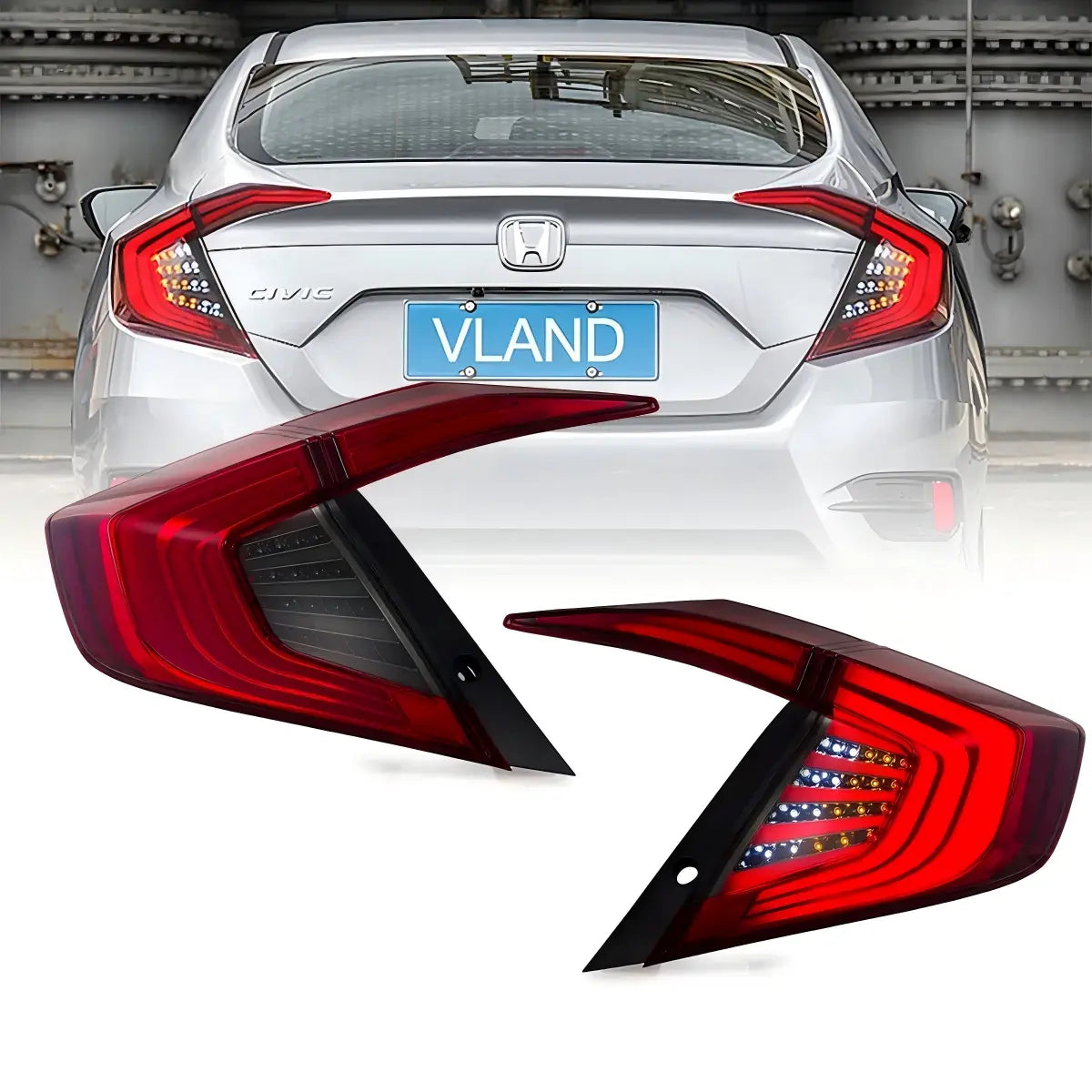 16-21年式 ホンダ シビック 10世代セダン用のVland LED テールライト（アンバーターンシグナル搭載）