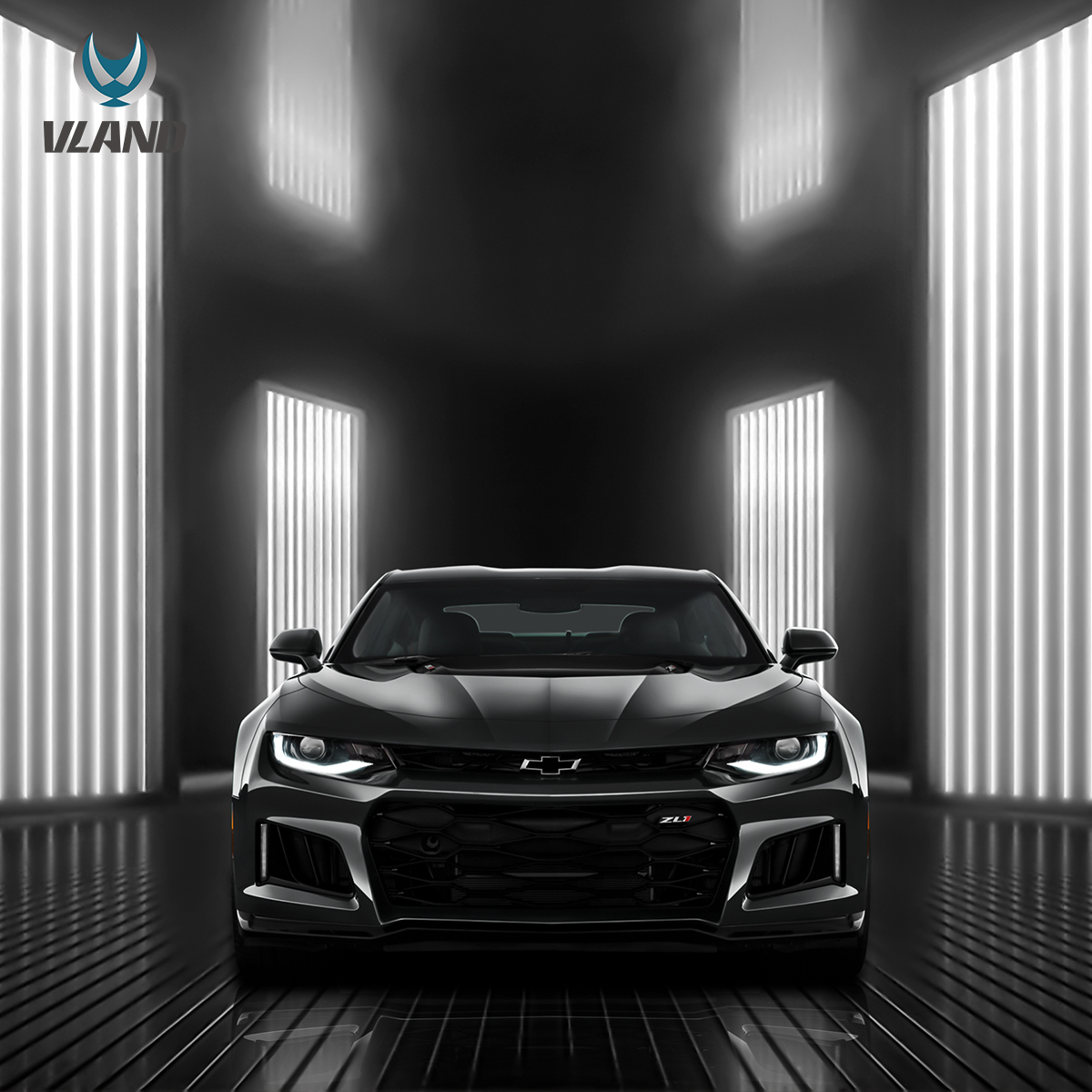 2016～2018年式 シボレー カマロ／2019～2024年式 カマロ ZL1用 VLAND LED デュアルビームプロジェクターヘッドライト（ブラック）
