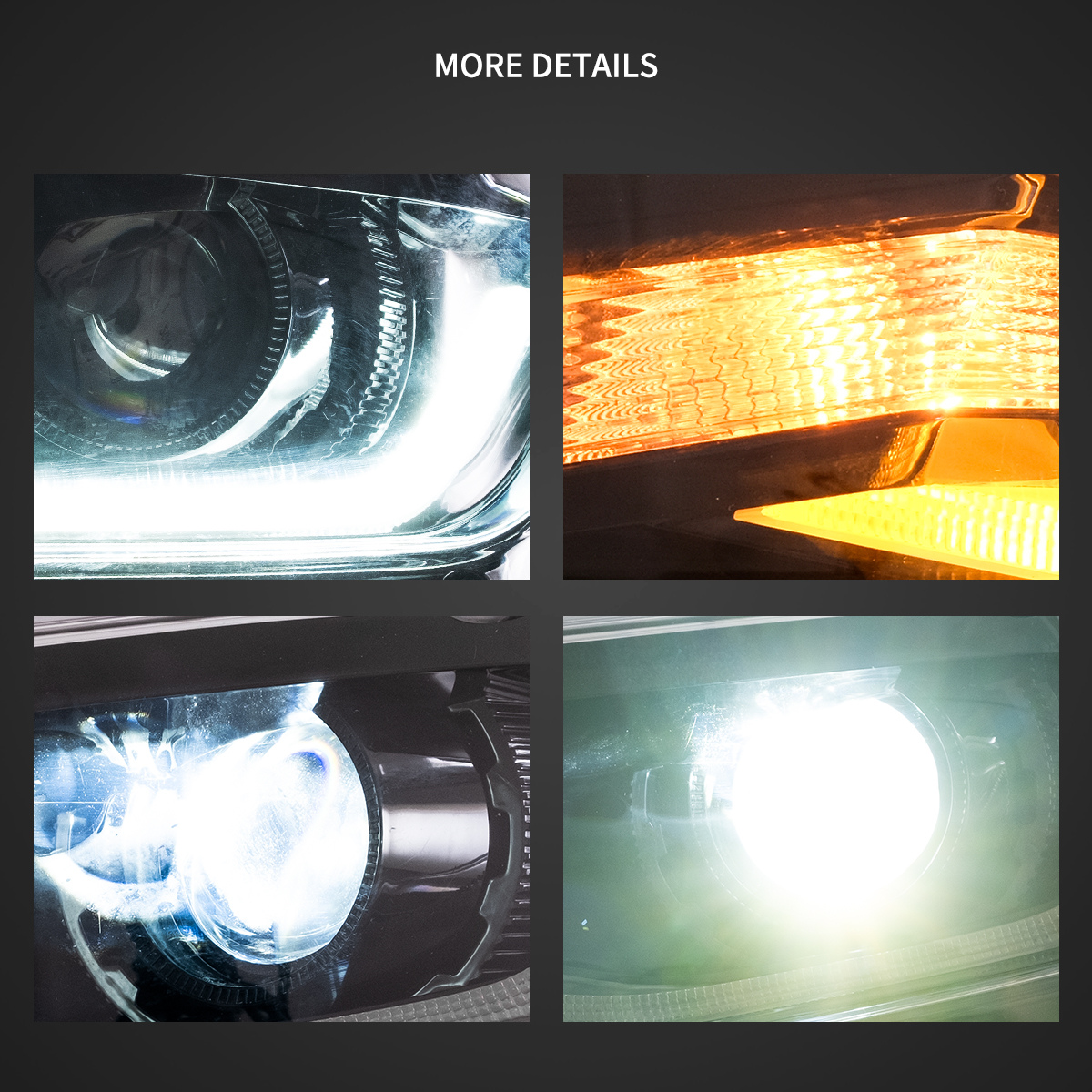 2016～2018年式 シボレー カマロ／2019～2024年式 カマロ ZL1用 VLAND LED デュアルビームプロジェクターヘッドライト（ブラック）