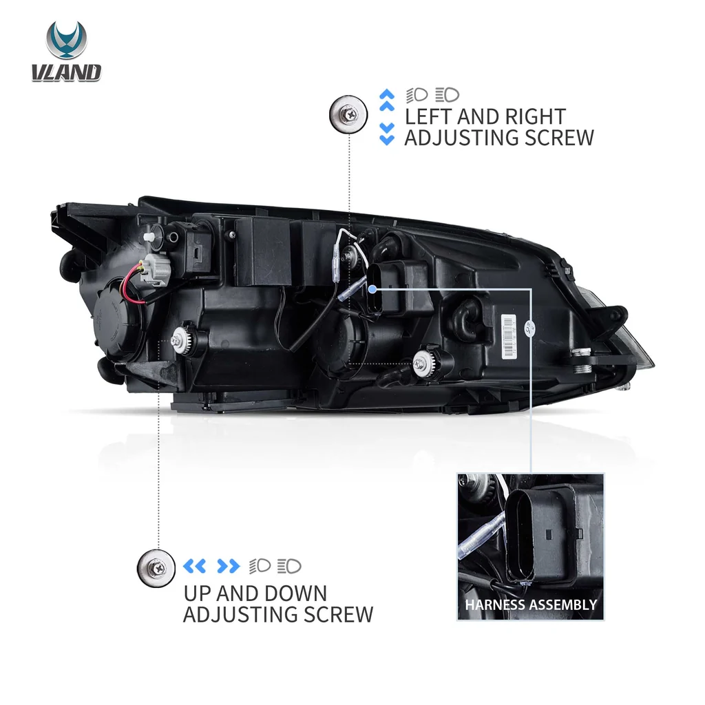 VLAND 2018-2021 VW Golf MK7.5用 フルLEDヘッドライト バルブ不要 Eマーク取得済み
