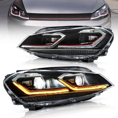 VLAND 2015-2017 フォルクスワーゲン Golf 第7世代（Mk7・Typ 5G）用 プロジェクターヘッドライト ブラック Eマーク認証付き