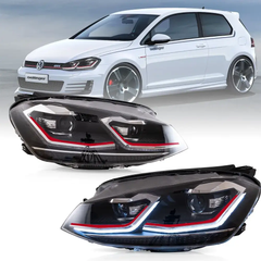 フォルクスワーゲン 2015-2017 Golf MK7 ハロゲンモデル用 VLAND フルLEDヘッドライト（欧州仕様：2013-2016年モデル）Eマーク認証付き