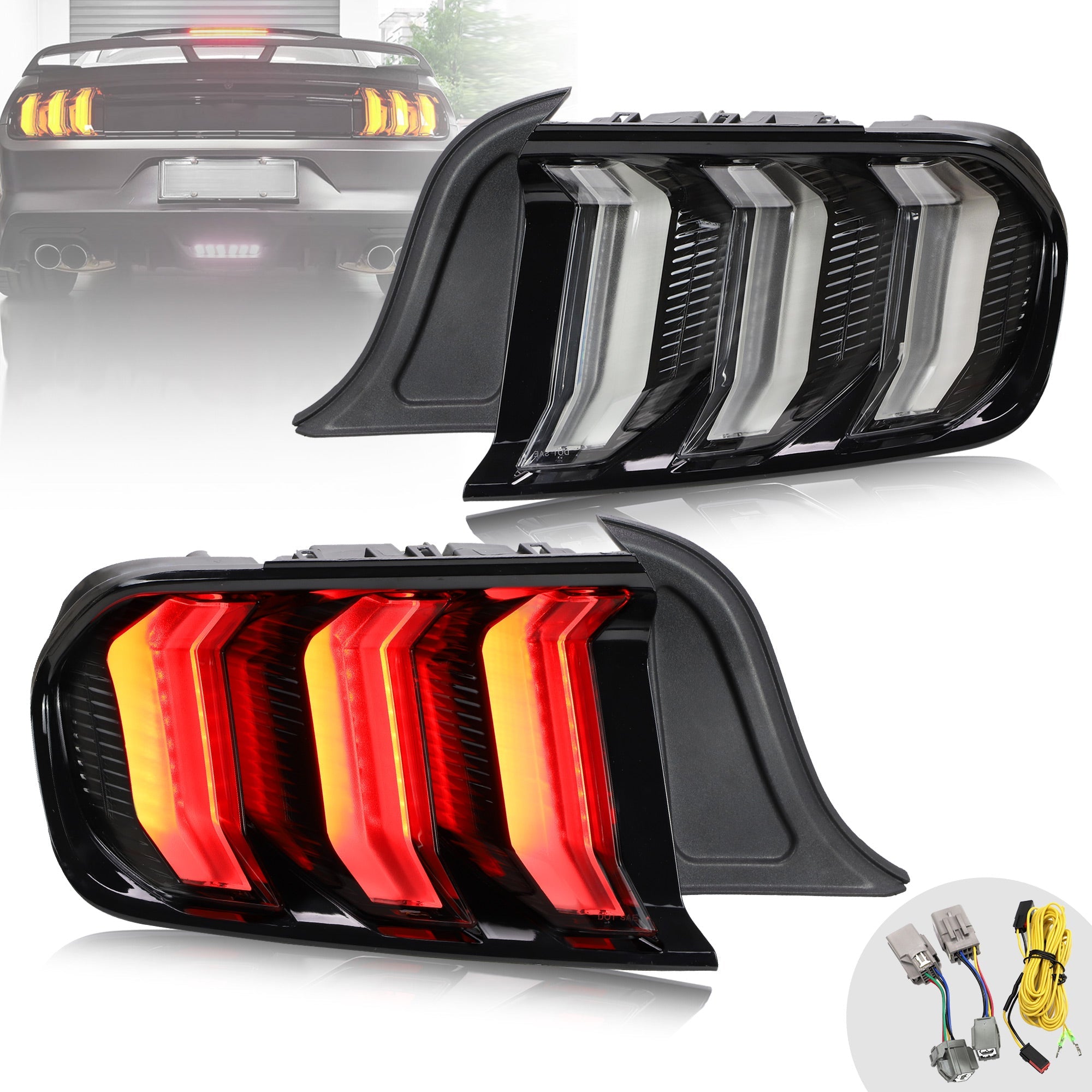 VLAND 2015-2023年 フォード マスタング S550 LEDテールライト 5パターン点灯 ウインカー機能付き Eマーク取得済み