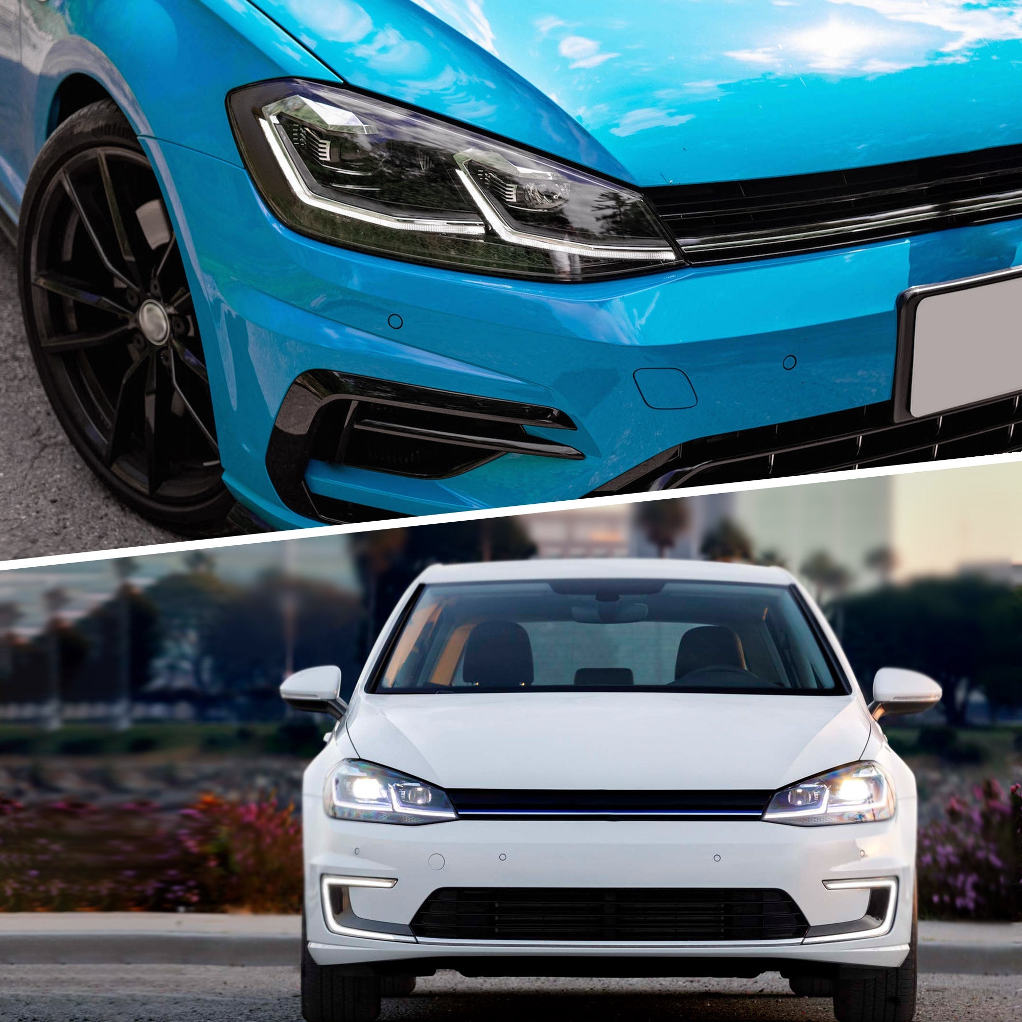 VLAND 2018-2021 Golf MK7.5 ハロゲンモデル用ヘッドライト Eマーク認証付き