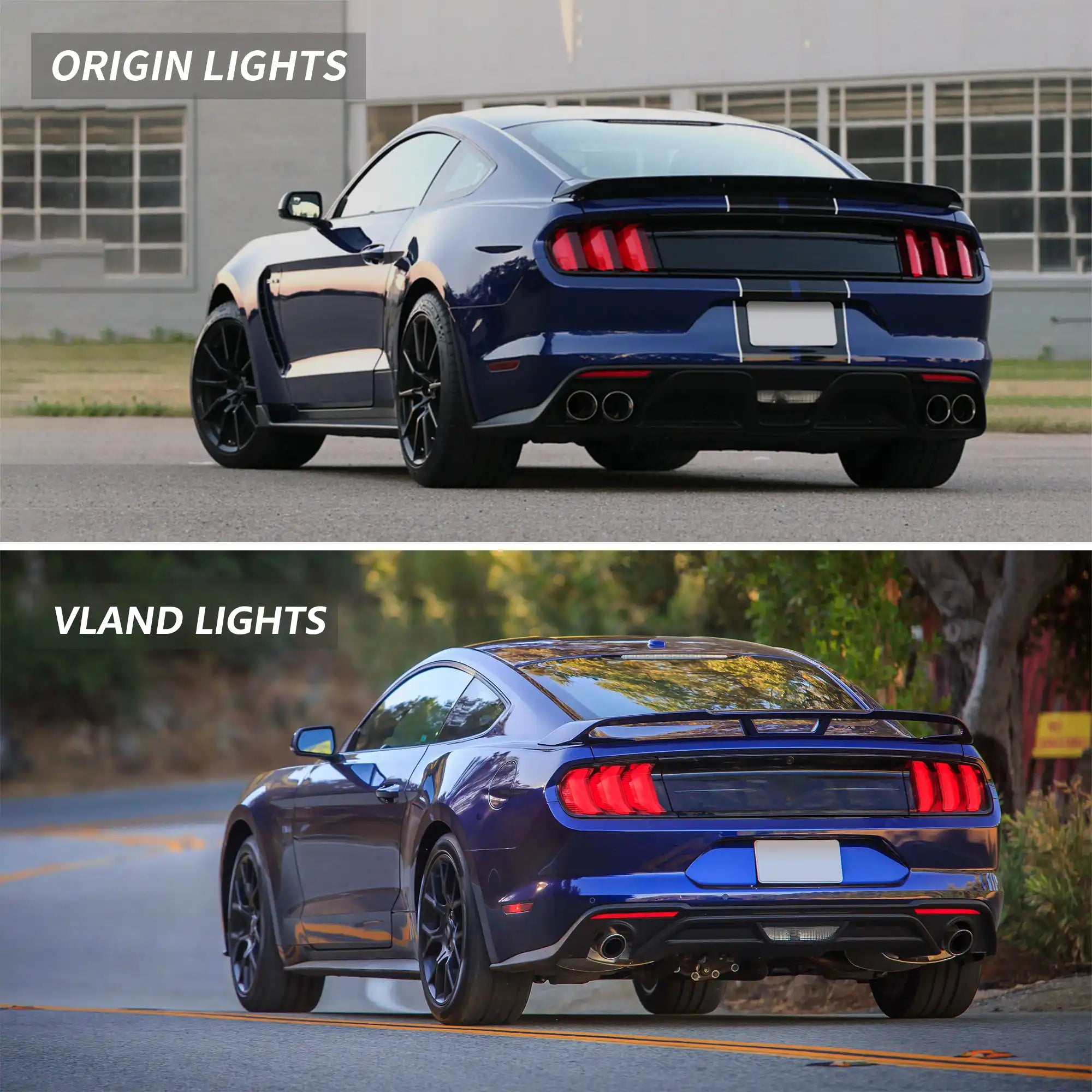 VLAND 2015-2023年 フォード マスタング S550 LEDテールライト 5パターン点灯 ウインカー機能付き Eマーク取得済み