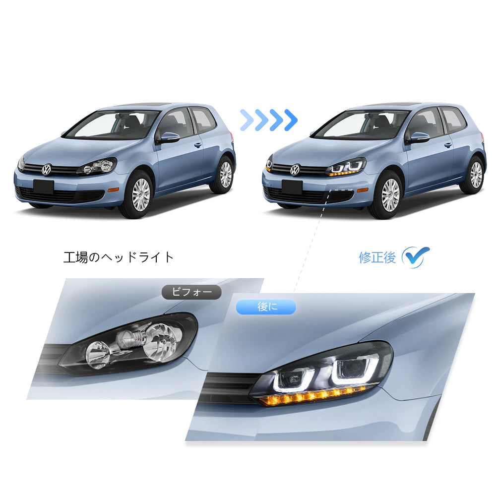 08-14 フォルクスワーゲン ゴルフ ヘッドライト-9