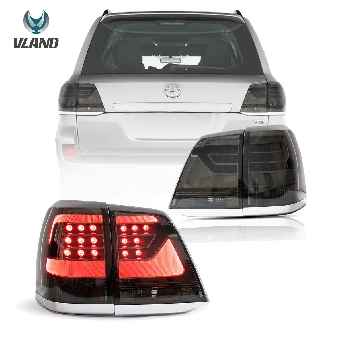 08-11 Toyota Land Cruiser 200 Series Vland LED Tail Light with Amber Turn Signal