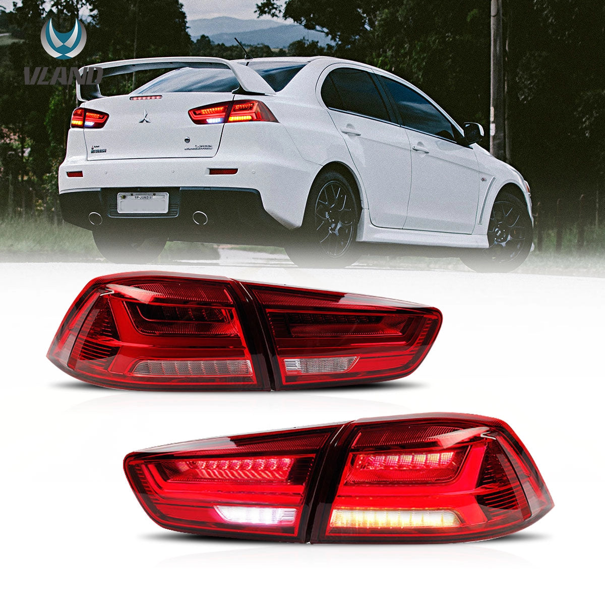 08-17 Mitsubishi Lancer &amp; EVO X Vland LED Tail Lights With Sequential Turn Signal