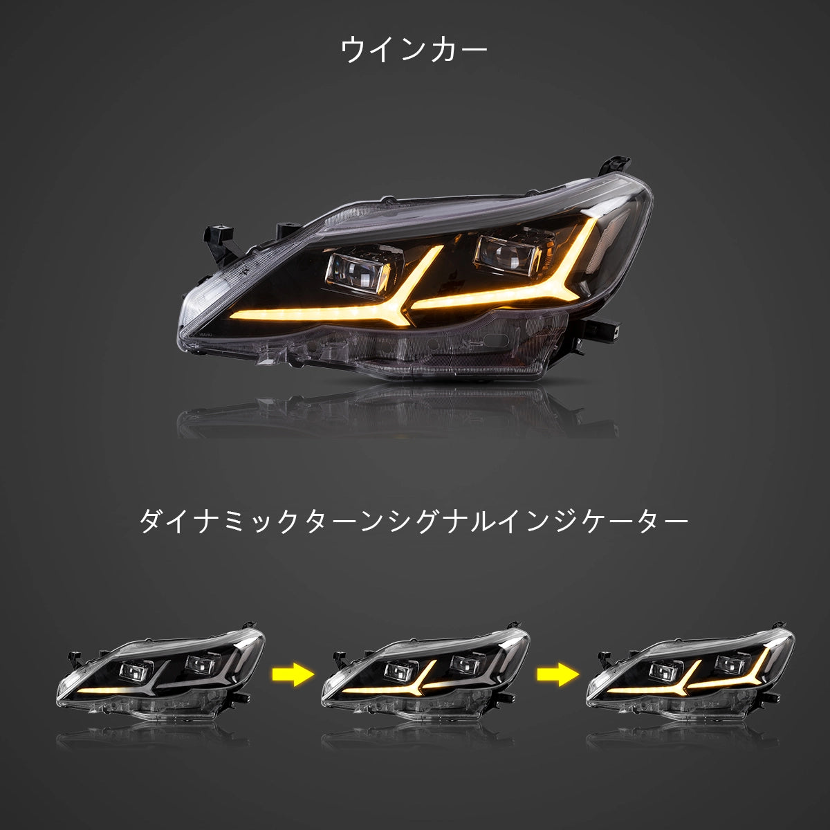 09-12 Toyota Reiz/Mark X 2nd Generation (X130) Pre-Facelift Vland LED Projector Headlight Black