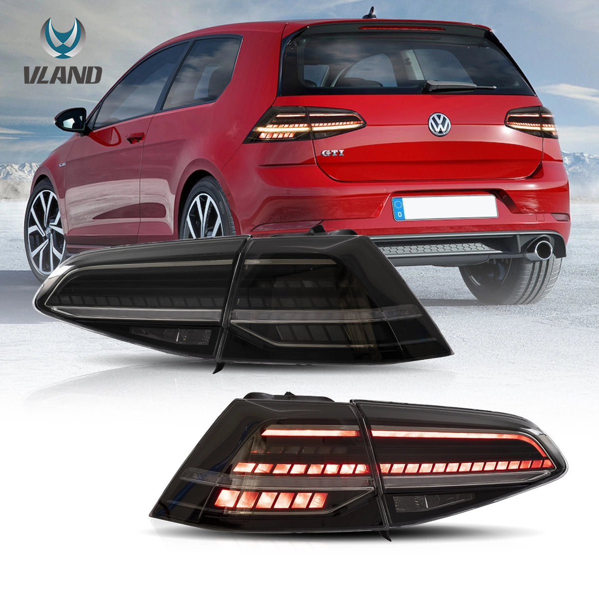 13-20 Volkswagen Golf MK7 MK7.5 ハッチバック Vland LEDテールランプ