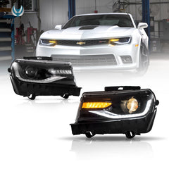 14-15 Chevrolet Camaro Vland Dual Beam Projector Headlights Black
