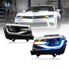 14-15 Chevrolet Camaro Vland RGB Dual Beam Projector Headlights Black