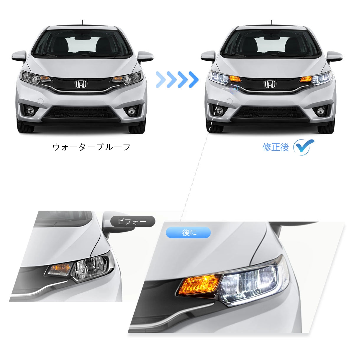 15-20 Honda Fit/Jazz 3th Gen(GK/GH/GP) Vland LED Reflection Bowl Headlight Chrome