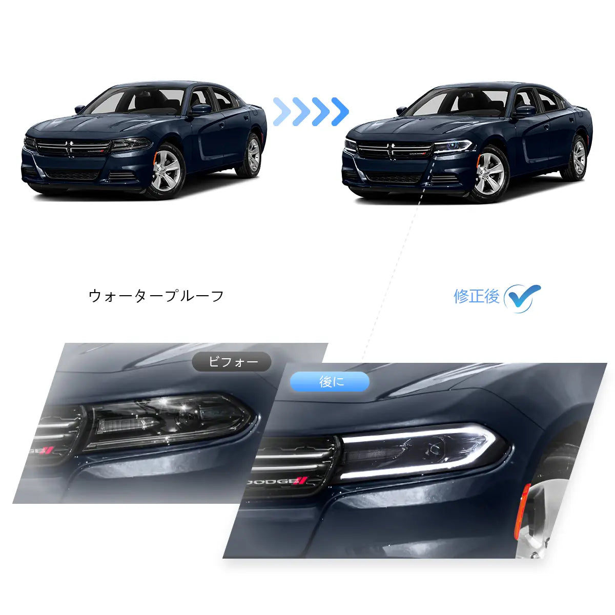 15-22 Dodge Charger 7th Generation (LD) Vland RGB Style Dual Beam Projector Headlight Black