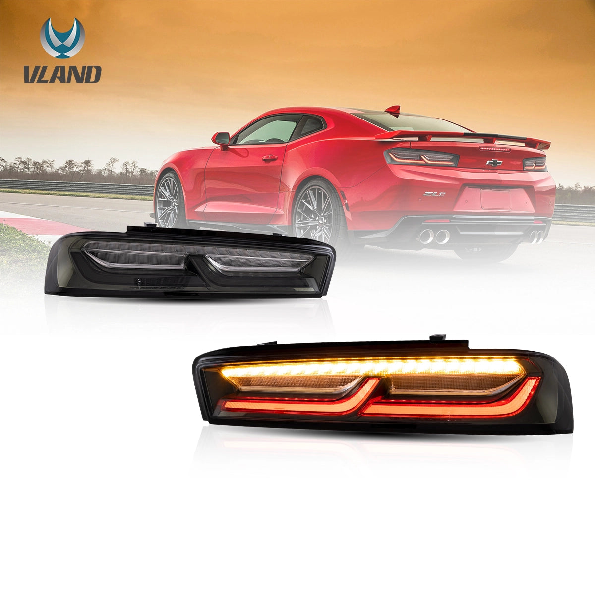 16-18 Chevrolet Camaro 6th generation Vland LED tail lamp with sequential turn signal (plug for US model)