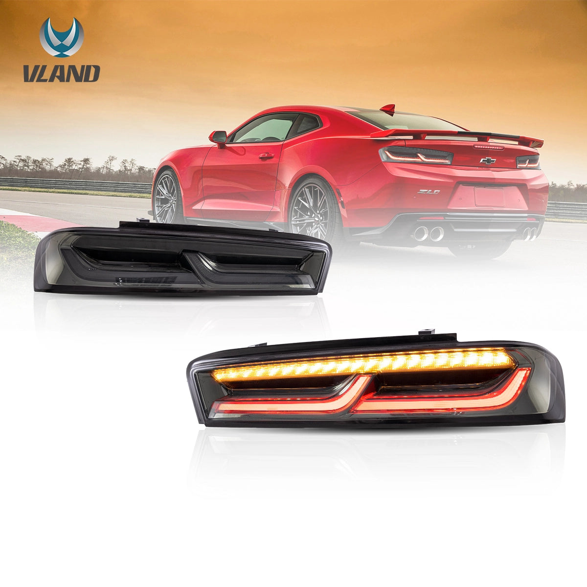 16-18 Chevrolet Camaro 6th generation Vland LED tail lamp with sequential turn signal (plug for US model)