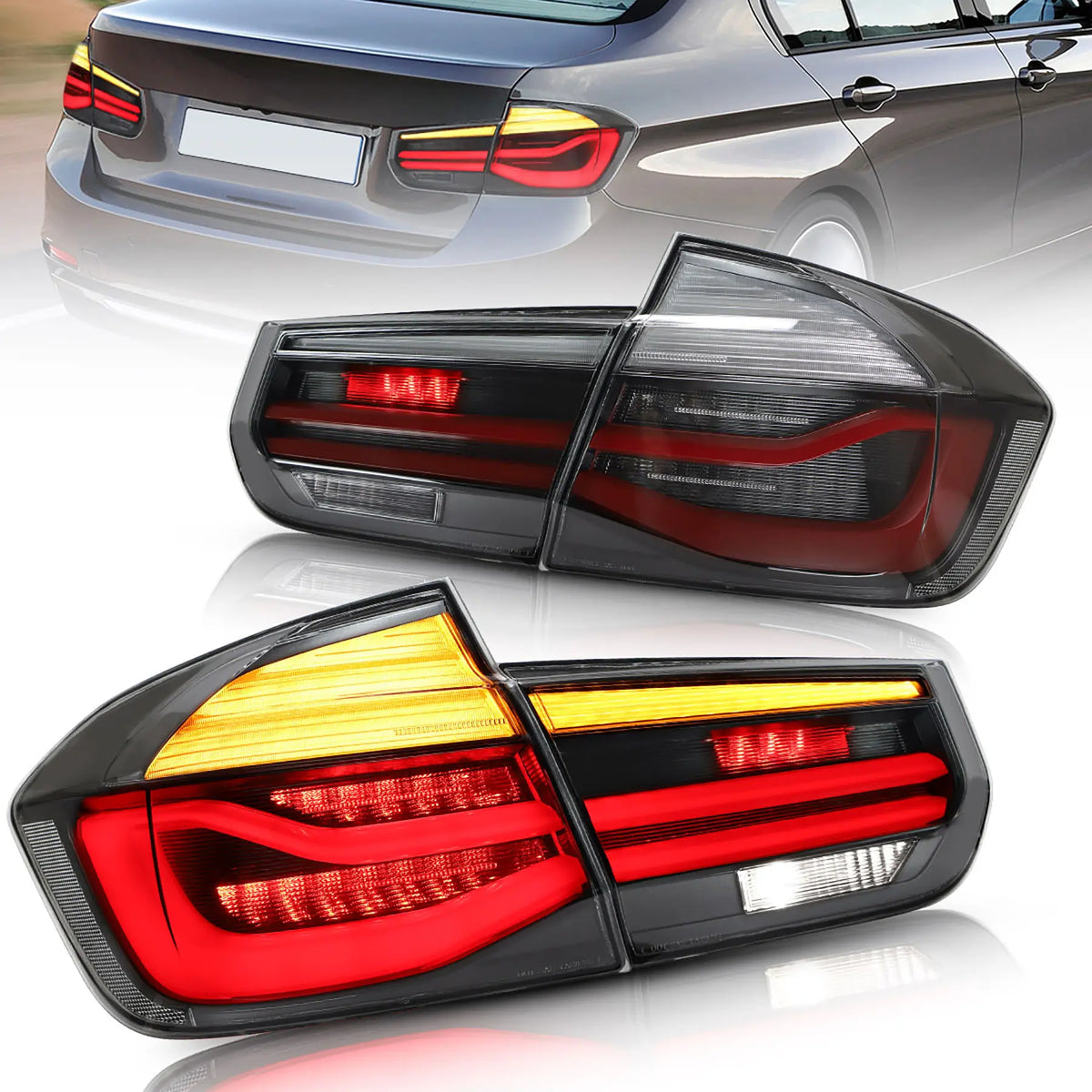 12-18 BMW 3 Series 6th Gen (F30 F35 F80) Vland LED Tail Lights with Sequential Amber Turn Signals