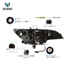15-20 Honda Fit/Jazz 3th Gen(GK/GH/GP) Vland Dual Beam Projector [Mustang Style] Headlight Onime Black
