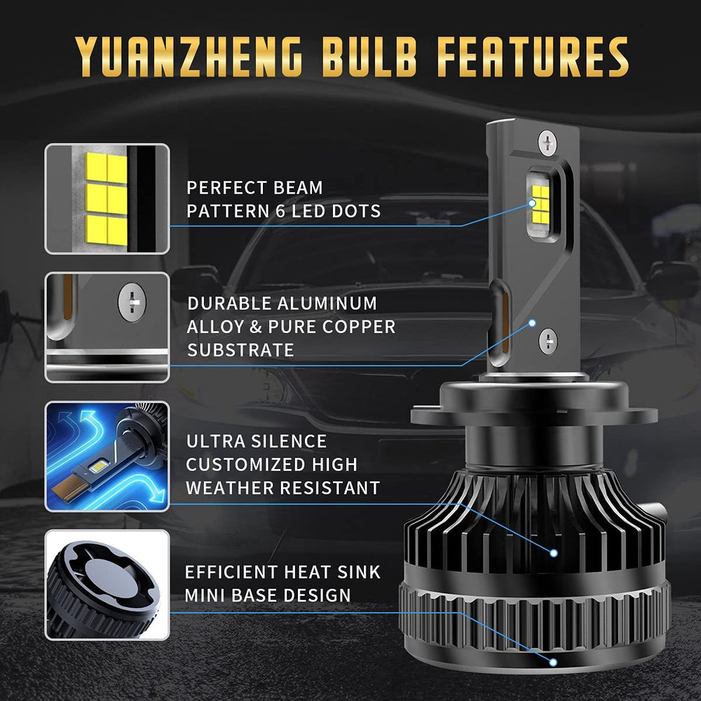 VLAND 2PCs D2S/H7/9005 LED Bulbs 6000K Fit for Headlights don't need Ballast BULBS 