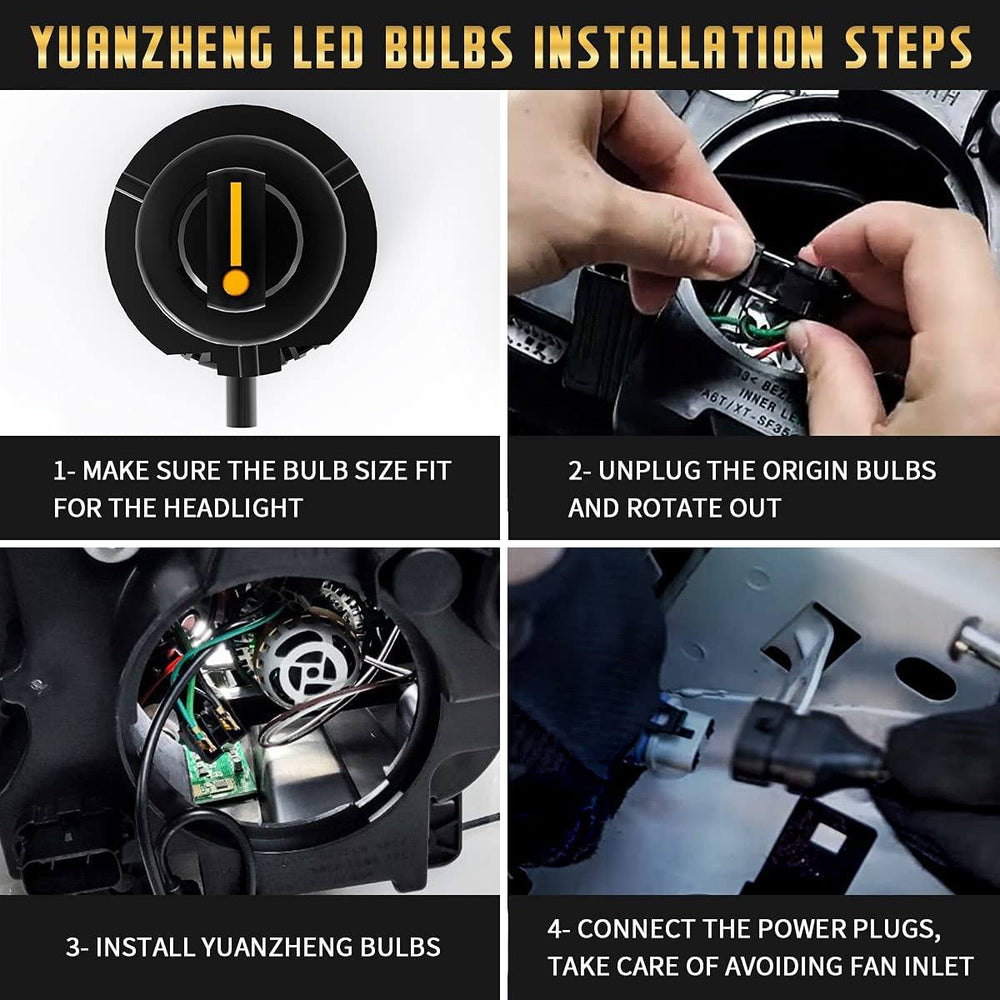 VLAND 2PCs D2S/H7/9005 LED Bulbs 6000K Fit for Headlights don't need Ballast BULBS 